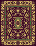 Rich Plum Floral Medallion Border Rug