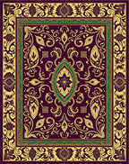 Rich Plum Floral Medallion Border Rug
