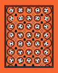 Orange Black Football Medallion Arrangement Rug