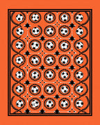 Orange Black Football Medallion Arrangement Rug