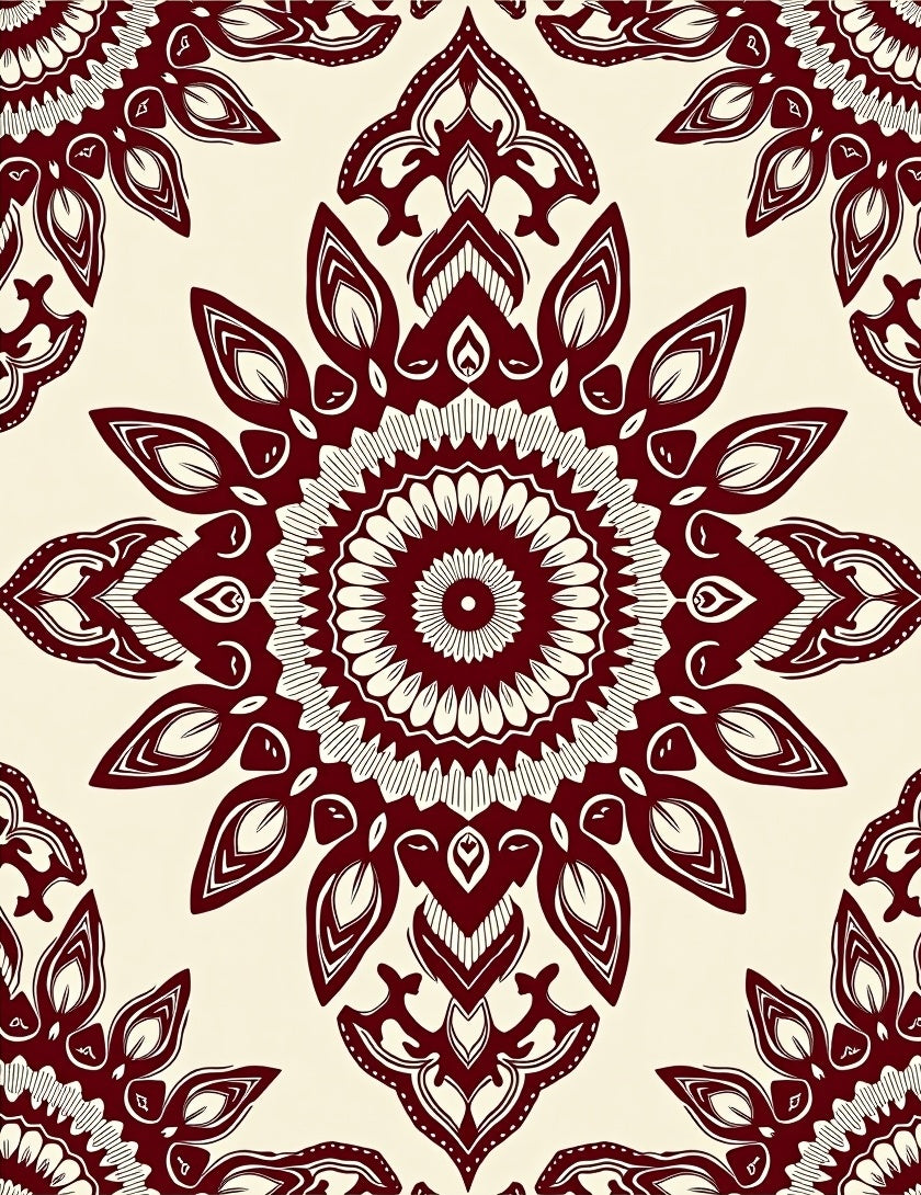 Crimson White Mandala Bloom Rug