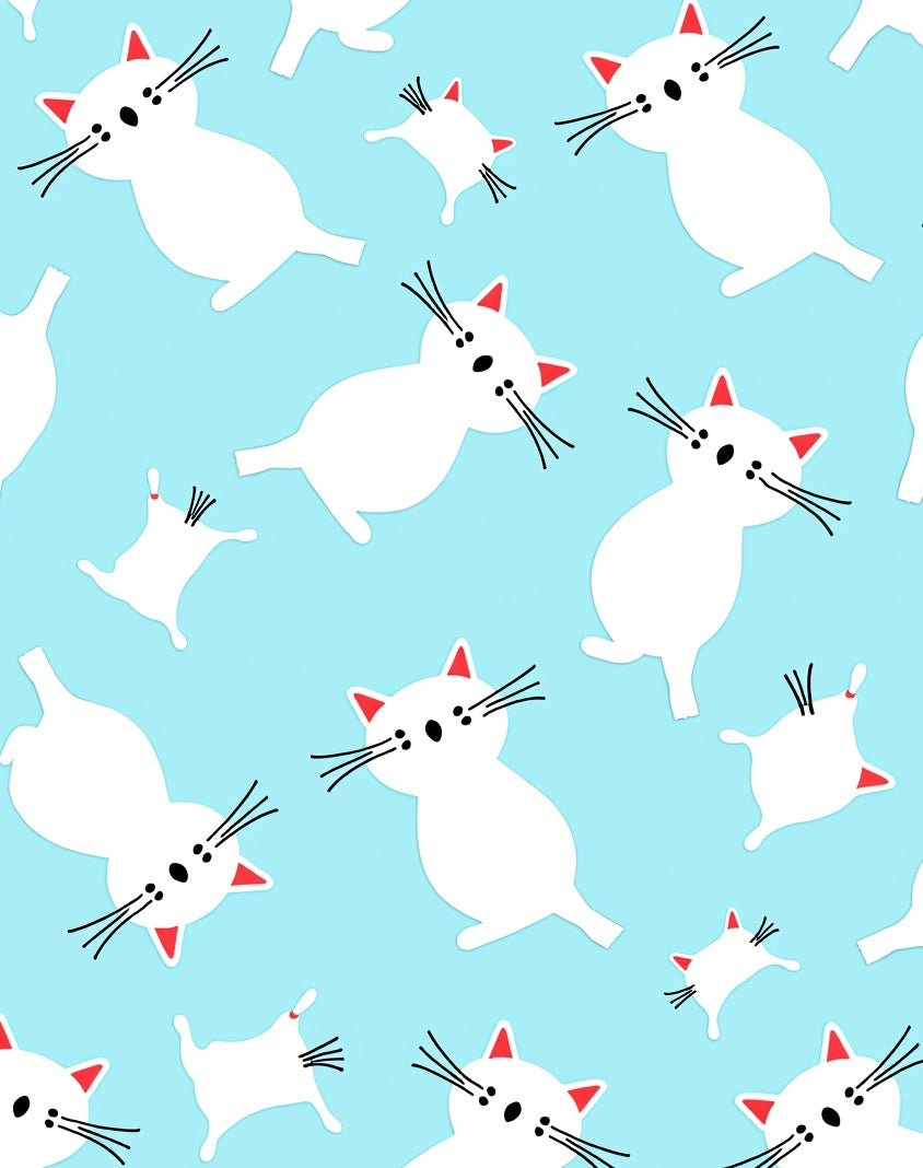 Playful White Cats Blue Background Rug