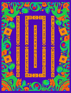 Vibrant Green Orange Purple Alphabet Border Rug