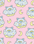 Cute Cloud Cat Moon Pink Rug