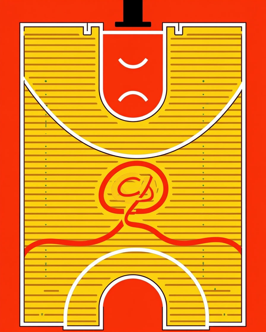 Bold Yellow Red Abstract Court Rug