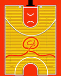 Bold Yellow Red Abstract Court Rug