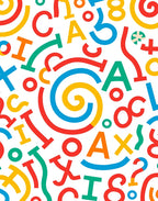 Primary Bright Alphabet Swirls Rug