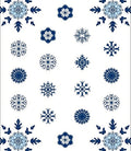 Blue And White Snowflake Cluster Rug