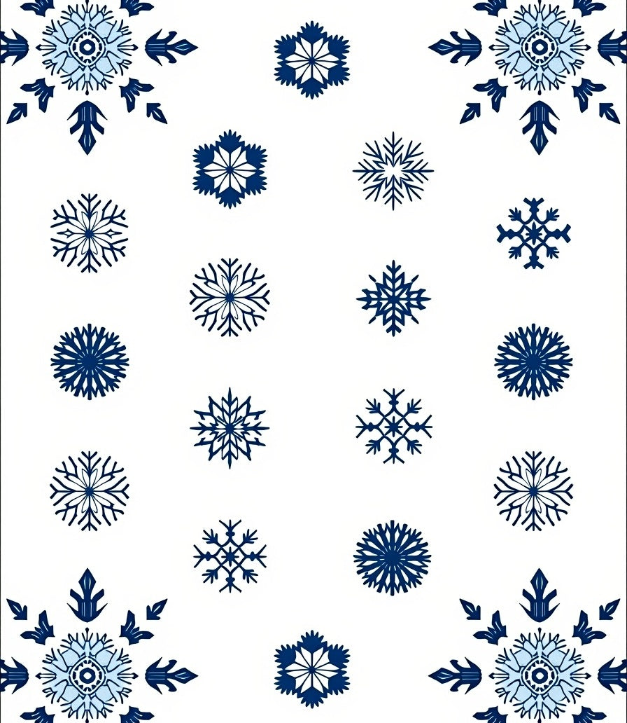 Blue And White Snowflake Cluster Rug