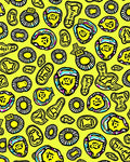 Whimsical Yellow Abstract Faces Rug