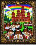 Whimsical Bears Feast Under Rainbow Palace Rug