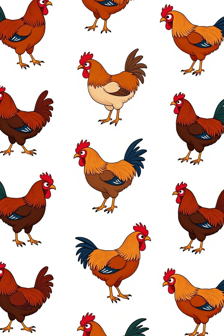 Whimsical Rooster Chicken Farm Animals Rug