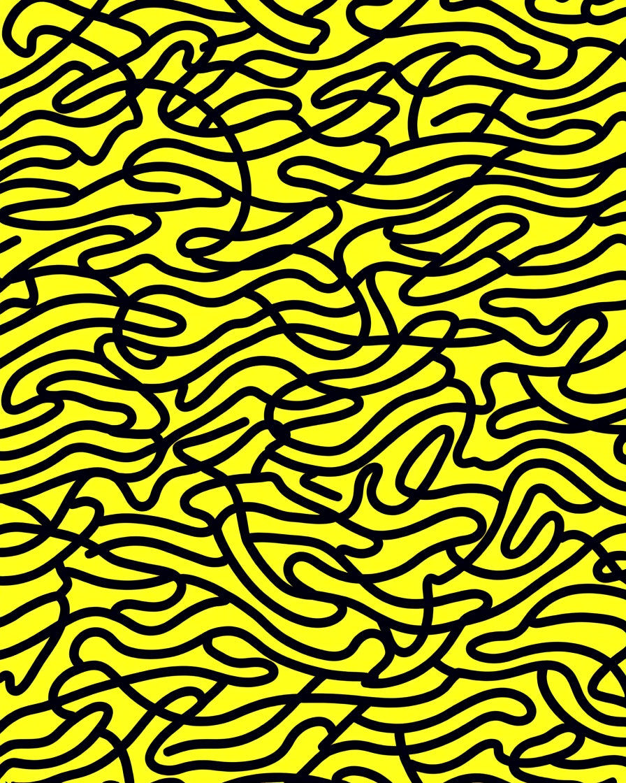 Bold yellow and black looping maze Rug