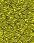 Bold yellow and black looping maze Rug