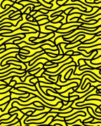 Bold yellow and black looping maze Rug