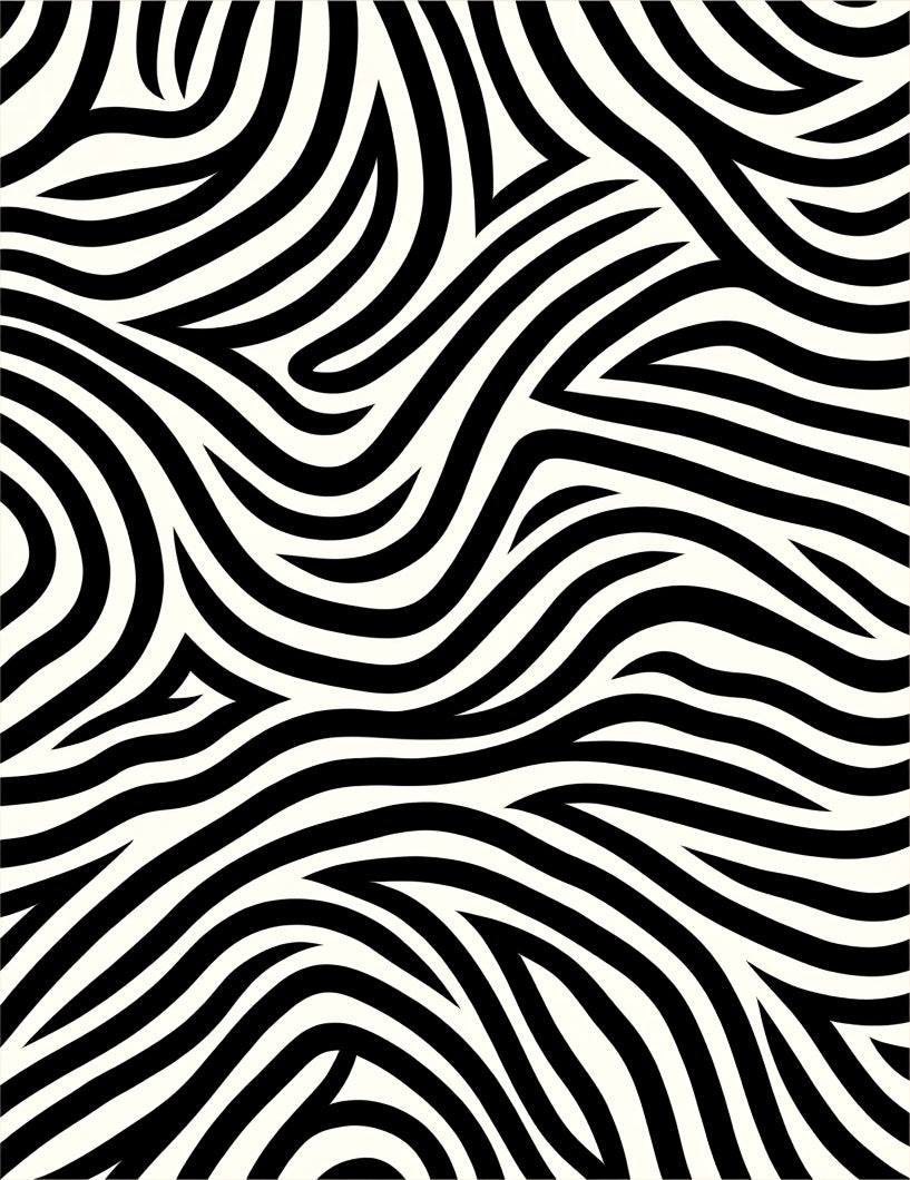 Black White Organic Abstract Lines Rug
