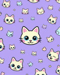Whimsical Kitty Pastel Purple Cats Rug