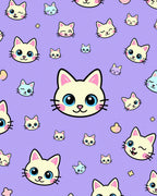 Whimsical Kitty Pastel Purple Cats Rug