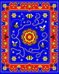 Enchanting Blue Bee Garden Medallion Rug