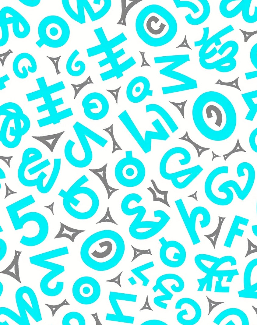 Bright Turquoise Alphabet Scatter Rug