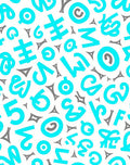 Bright Turquoise Alphabet Scatter Rug