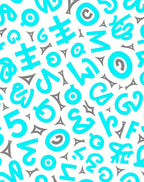 Bright Turquoise Alphabet Scatter Rug