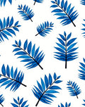 Deep Blue Tropical Foliage Print Rug