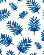 Deep Blue Tropical Foliage Print Rug