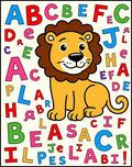 Cheerful Lion Alphabet Collage Rug