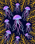 Purple Jellyfish Coral Deep Ocean Rug