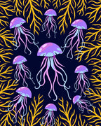 Purple Jellyfish Coral Deep Ocean Rug