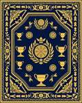 Navy Gold Trophy Laurel Emblem Rug