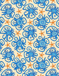 Oceanic Blue Swirl Creatures Starfish Rug