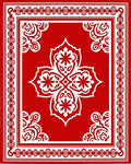 Crimson Red Floral Medallion Border Rug