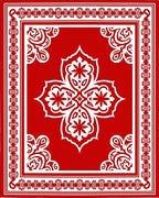 Crimson Red Floral Medallion Border Rug