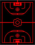 Black Red Court Lines Rug