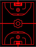 Black Red Court Lines Rug