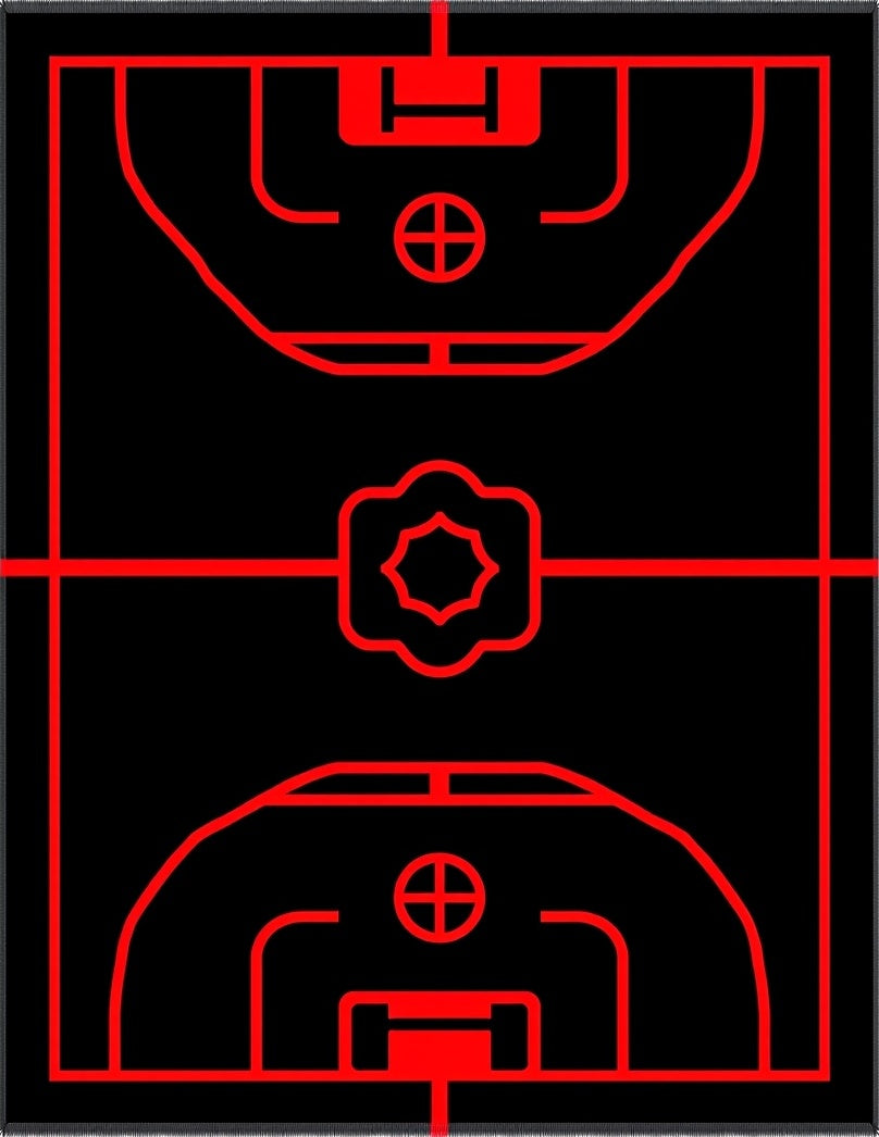Black Red Court Lines Rug