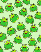 Playful Green Frogs Repeating Pattern Rug