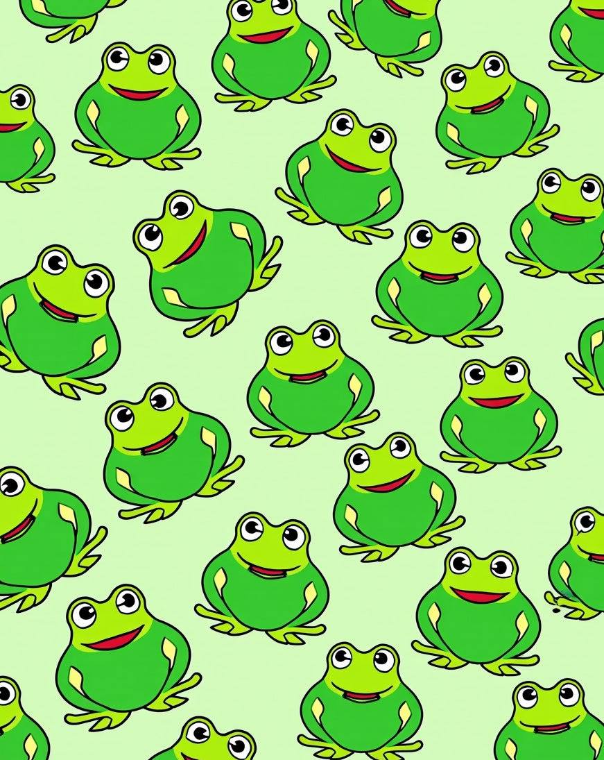 Playful Green Frogs Repeating Pattern Rug