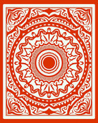 Vibrant Red Sunburst Medallion Rug