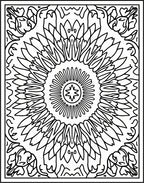 Bold Black Sunburst Mandala Frame Rug