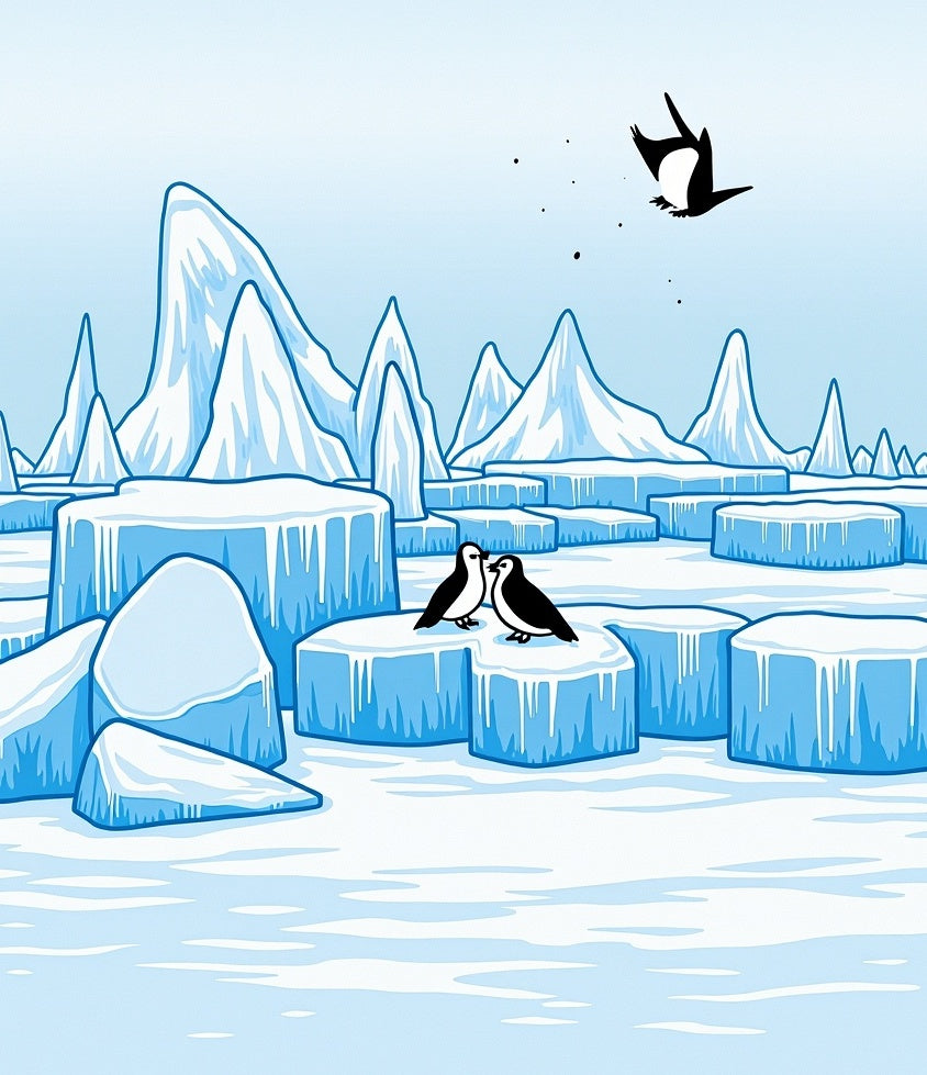 Arctic Iceberg Penguin Scene Rug