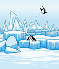 Arctic Iceberg Penguin Scene Rug