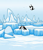 Arctic Iceberg Penguin Scene Rug