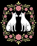 Pink Floral White Dogs Garland Rug