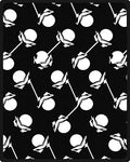 Black White Scattered Polka Dot Floral Rug