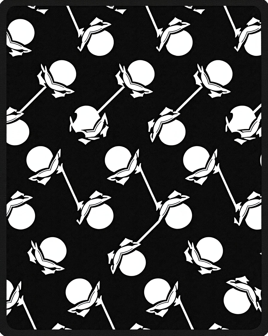 Black White Scattered Polka Dot Floral Rug