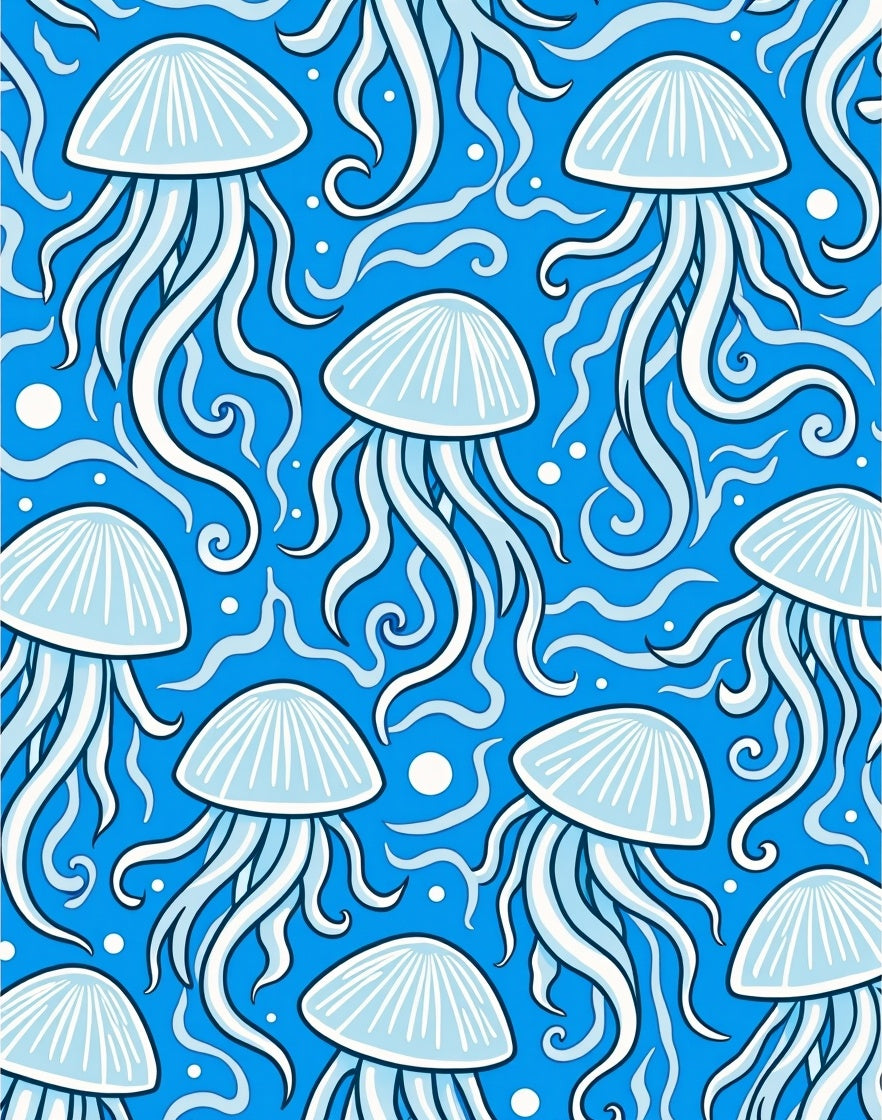 Jellyfish Blue Ocean Swirls Rug