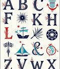 Nautical Alphabet Red Blue Anchor Ship Rug